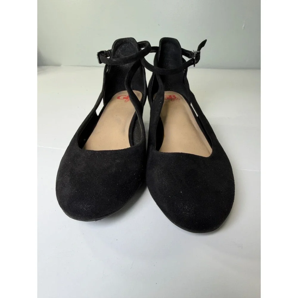 GB Girls Black Faux Suede D'Orsay Ankle Strap Block Heel Dress Shoes Kids Size 2